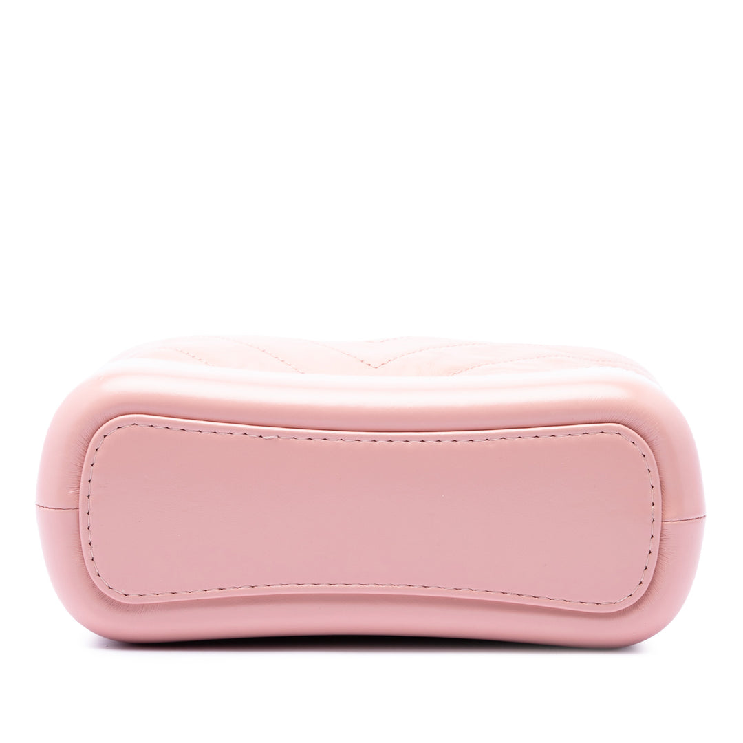 Chevron vieilli Gabrielle Hobo Petit Cuir de veau Rose