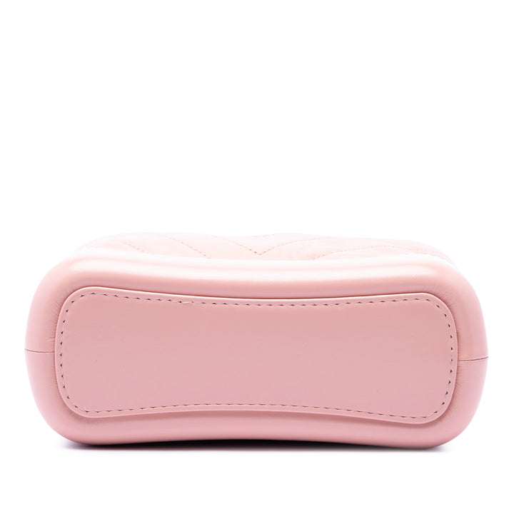 Chevron vieilli Gabrielle Hobo Petit Cuir de veau Rose