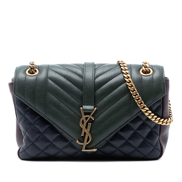 Saint Laurent Medium Tricolor Sheepskin Triquilt Monogram College Sac