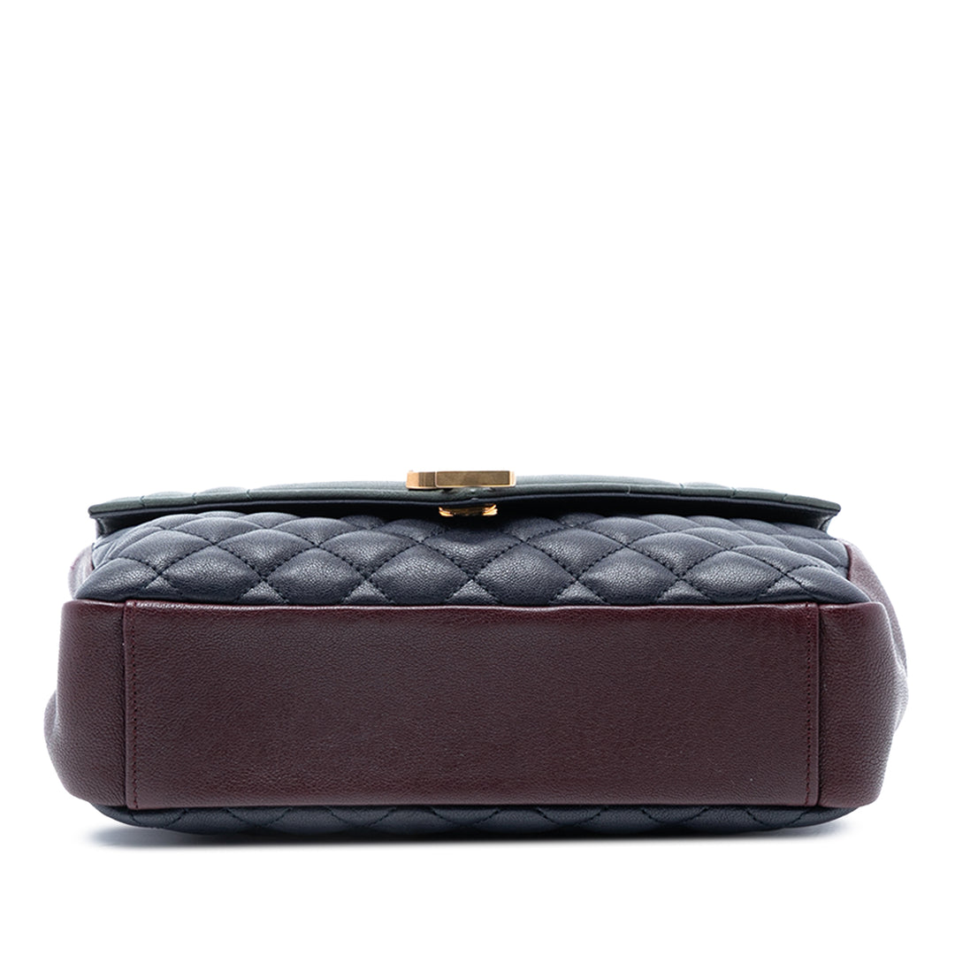 Saint Laurent Medium Tricolor Sheepskin Triquilt Monogram College Sac