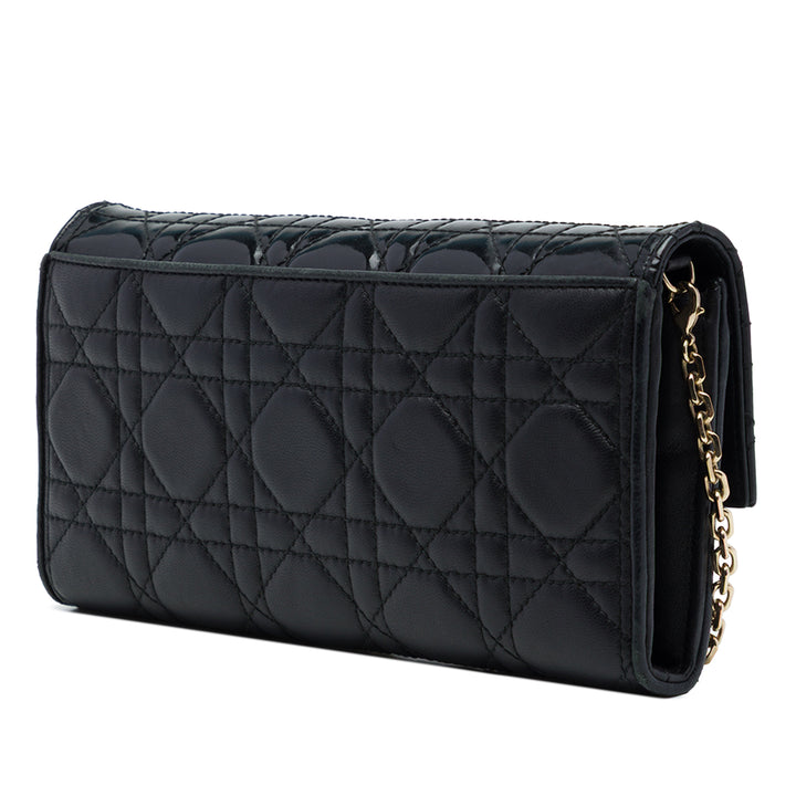 Dior Sac à main Cannage Lady Dior Wallet on Chain Cuir d'agneau Noir – vue 2 – GABY PARIS