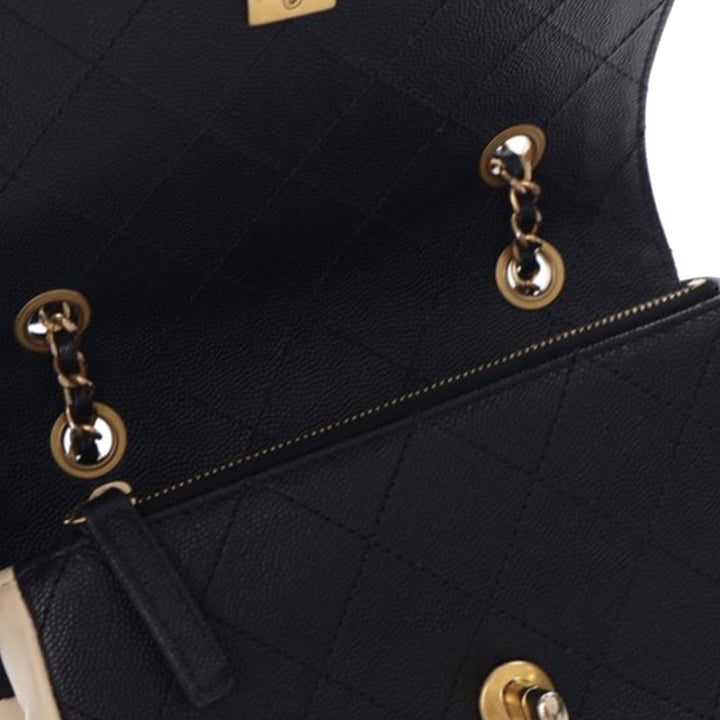 Lambskin and Caviar Lovely Chains Flap Brown - Gaby Paris