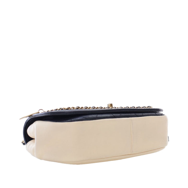 Lambskin and Caviar Lovely Chains Flap Brown - Gaby Paris