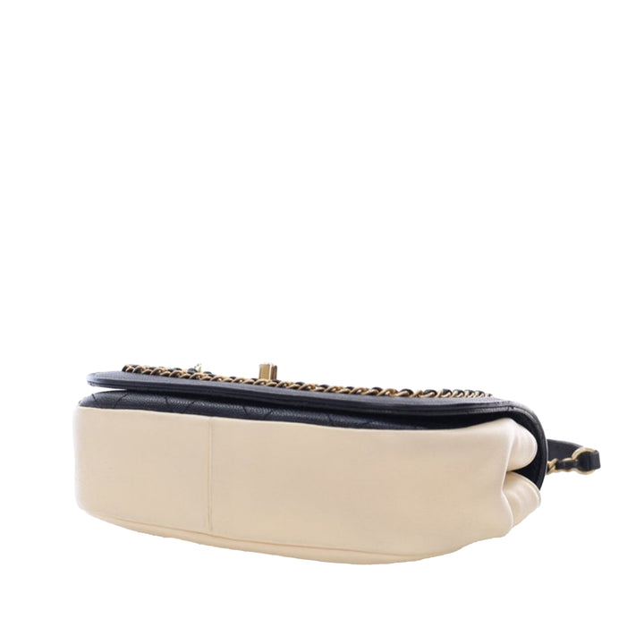 Lambskin and Caviar Lovely Chains Flap Brown - Gaby Paris