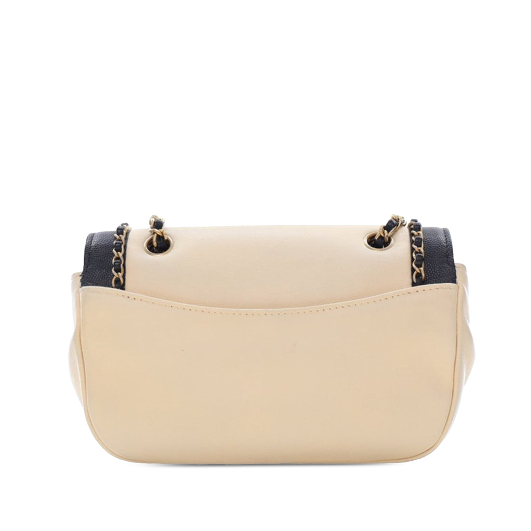 Lambskin and Caviar Lovely Chains Flap Brown - Gaby Paris