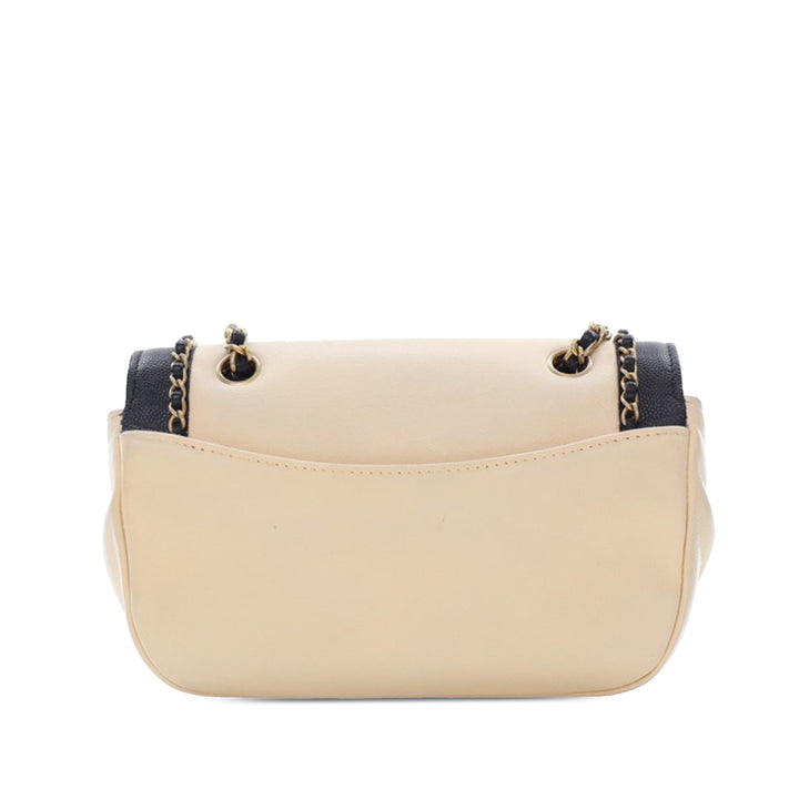 Lambskin and Caviar Lovely Chains Flap Brown - Gaby Paris
