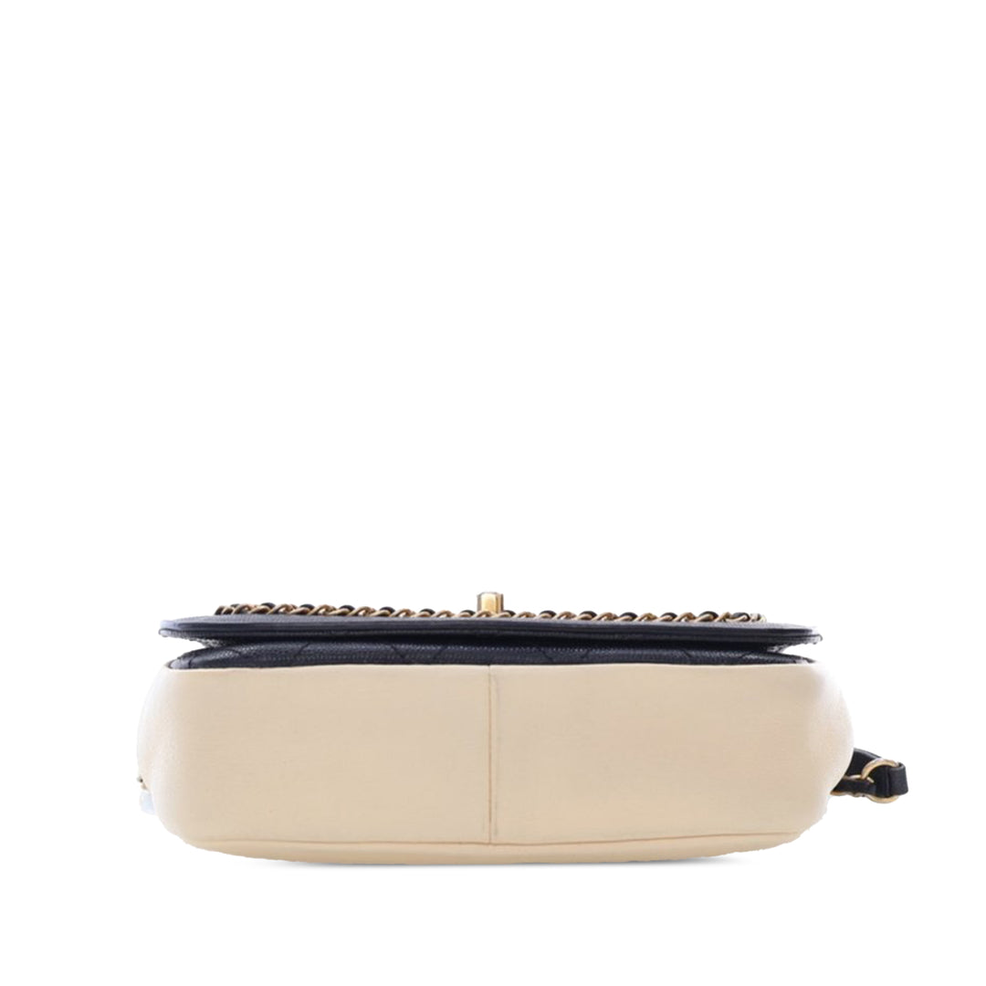 Lambskin and Caviar Lovely Chains Flap Brown - Gaby Paris