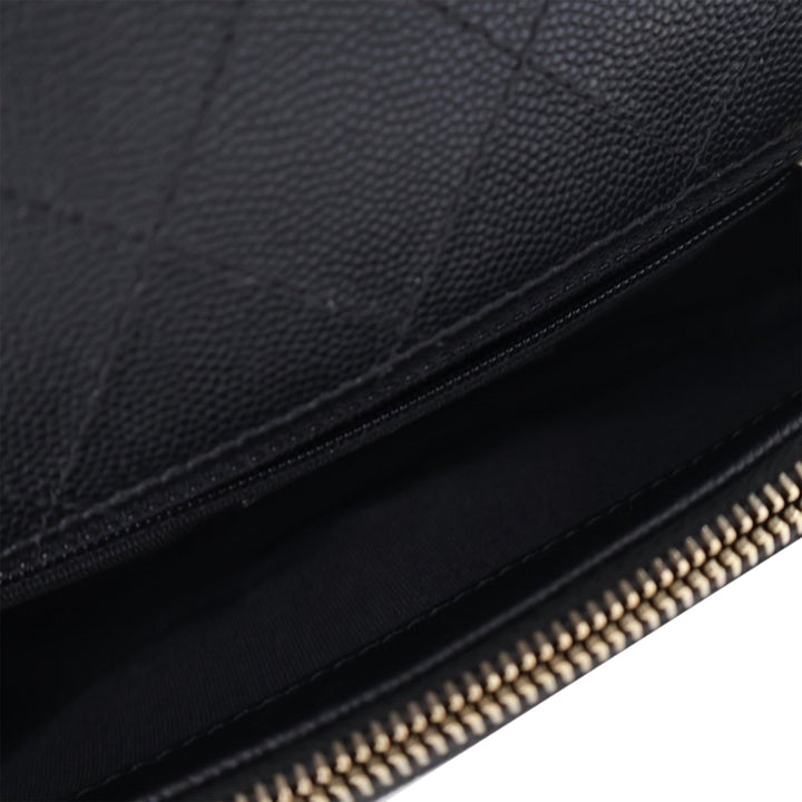 Lambskin and Caviar Lovely Chains Flap Brown - Gaby Paris