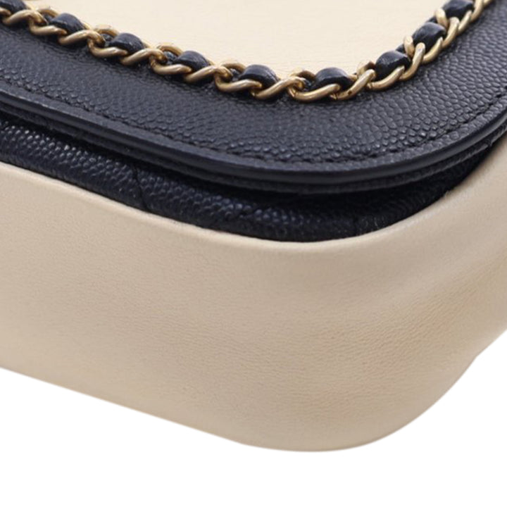 Lambskin and Caviar Lovely Chains Flap Brown - Gaby Paris