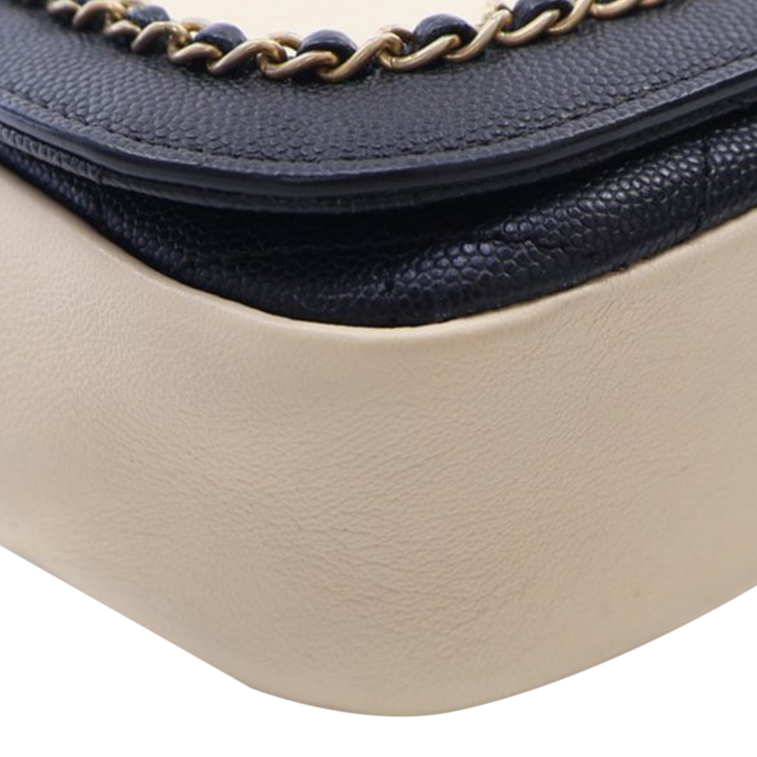 Lambskin and Caviar Lovely Chains Flap Brown - Gaby Paris