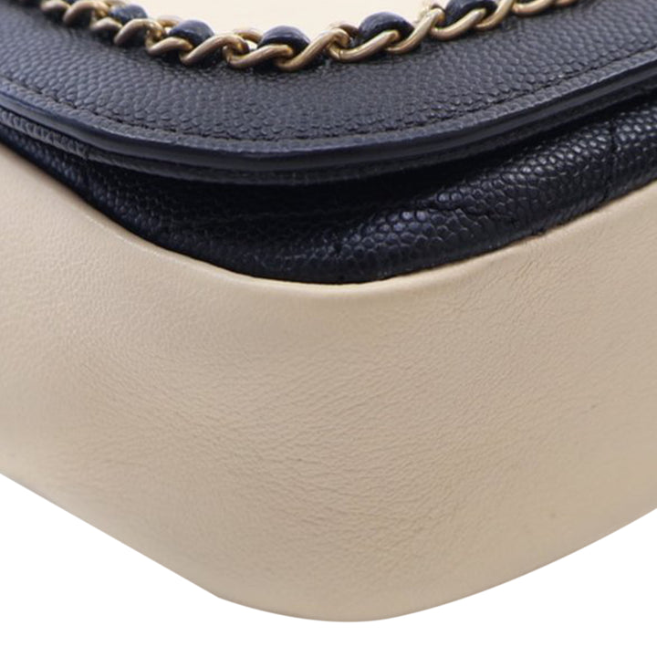 Lambskin and Caviar Lovely Chains Flap Brown - Gaby Paris