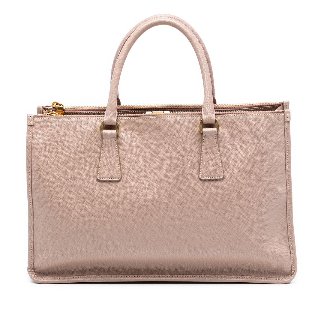 Prada Saffiano Lux Double Zip Frame Cabas