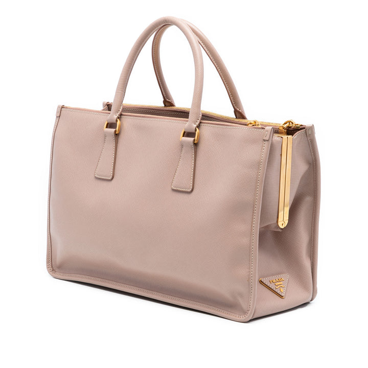 Prada Saffiano Lux Double Zip Frame Cabas