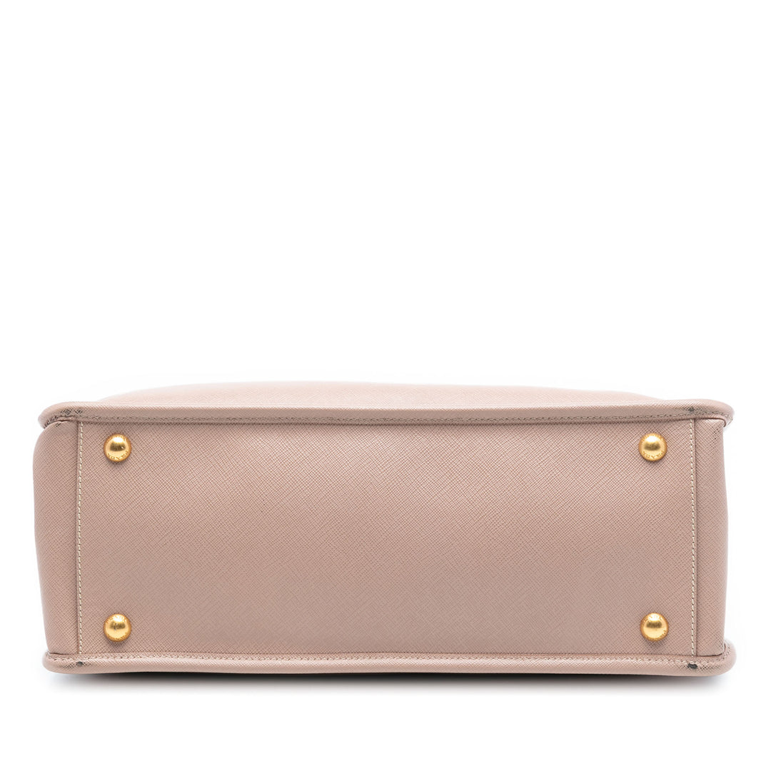 Prada Saffiano Lux Double Zip Frame Cabas