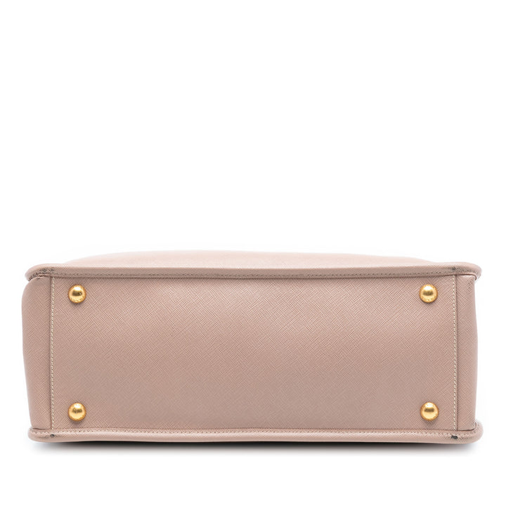 Prada Saffiano Lux Double Zip Frame Cabas