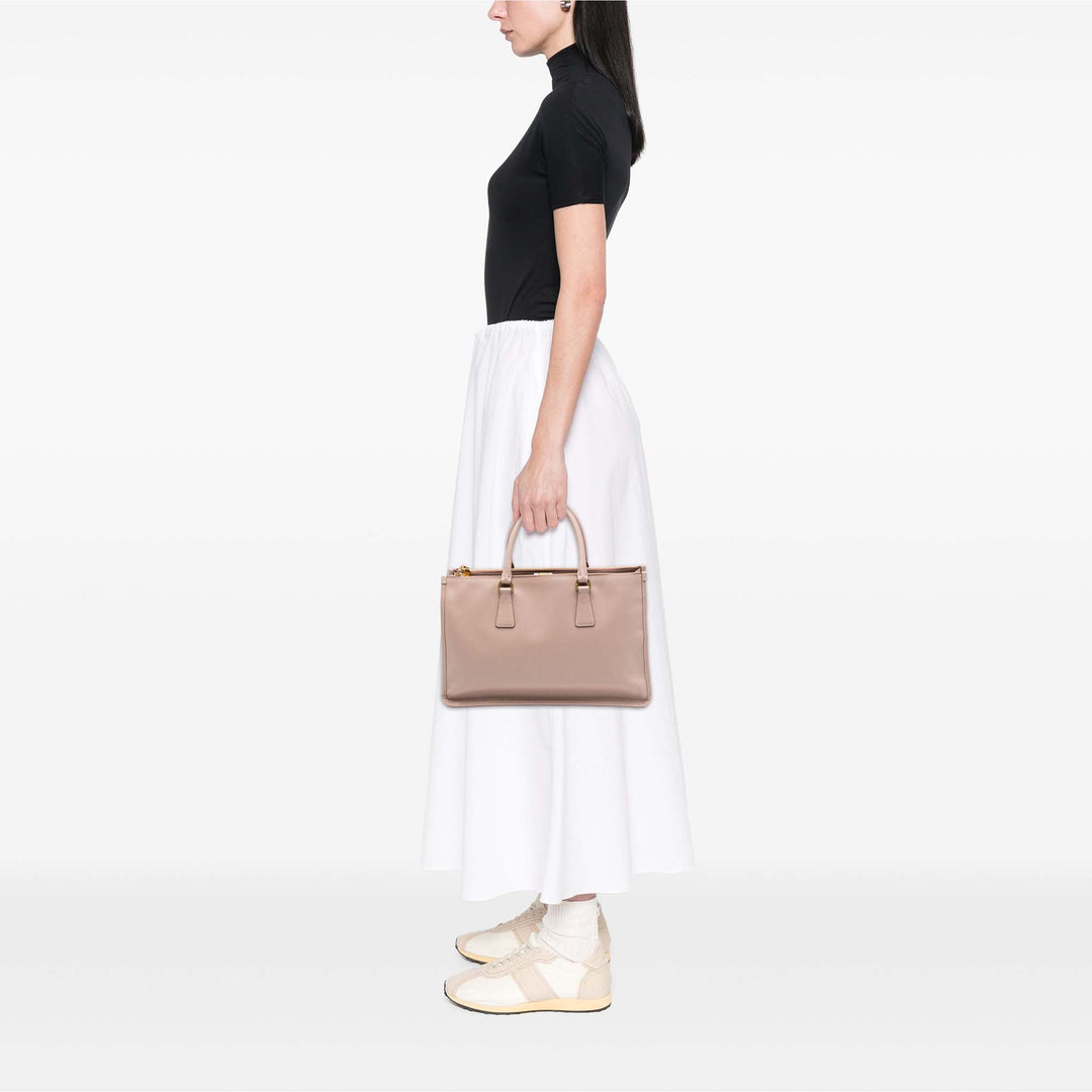 Prada Saffiano Lux Double Zip Frame Cabas