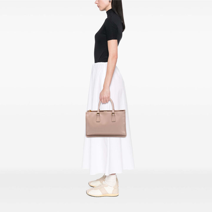 Prada Saffiano Lux Double Zip Frame Cabas
