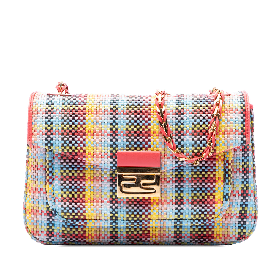 Fendi Multicolor Woven Nappa Be Baguette Sac porté croisé