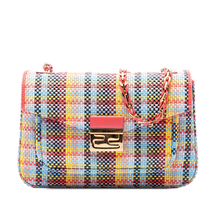 Fendi Multicolor Woven Nappa Be Baguette Sac porté croisé