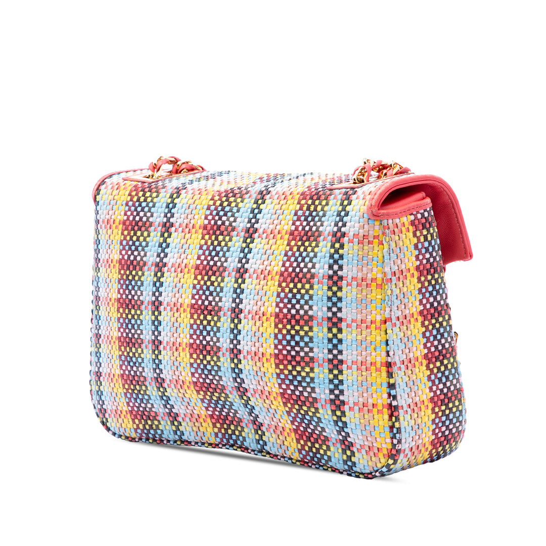 Fendi Multicolor Woven Nappa Be Baguette Sac porté croisé