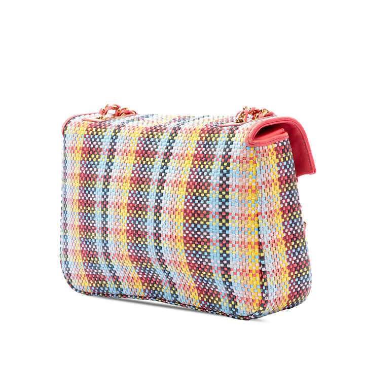 Fendi Multicolor Woven Nappa Be Baguette Sac porté croisé
