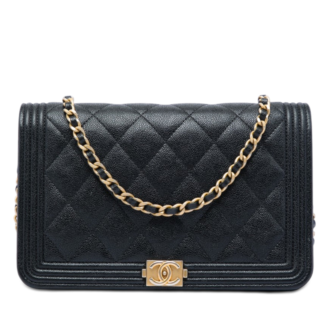 Chanel Matelassé Boy Wallet on Chain Cuir caviar