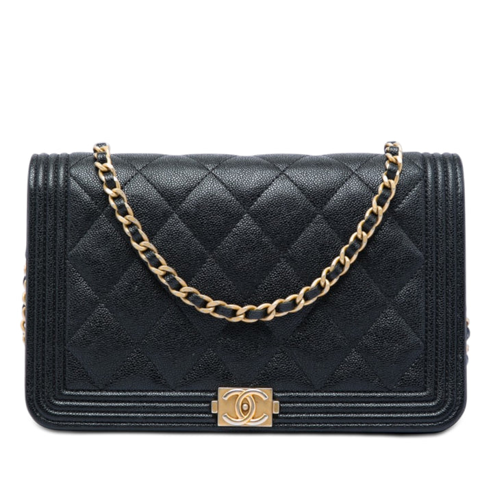 Chanel Matelassé Boy Wallet on Chain Cuir caviar