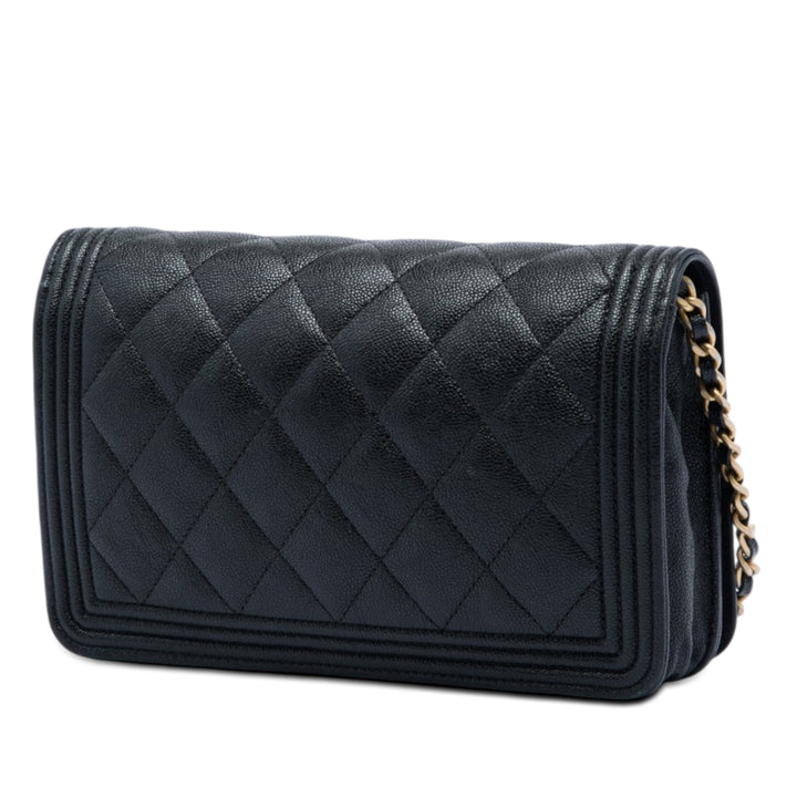 Chanel Matelassé Boy Wallet on Chain Cuir caviar