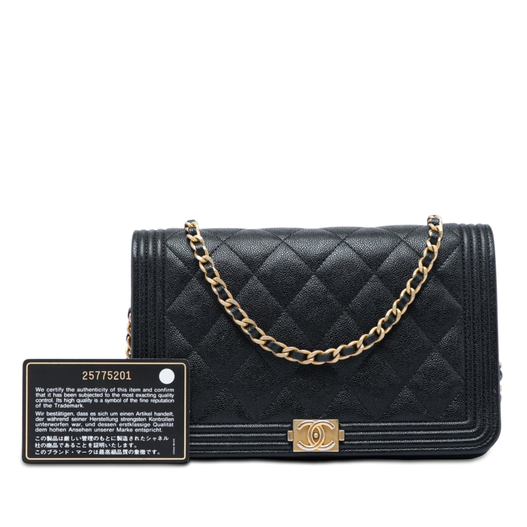 Chanel Matelassé Boy Wallet on Chain Cuir caviar