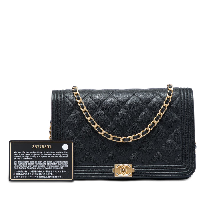 Chanel Matelassé Boy Wallet on Chain Cuir caviar