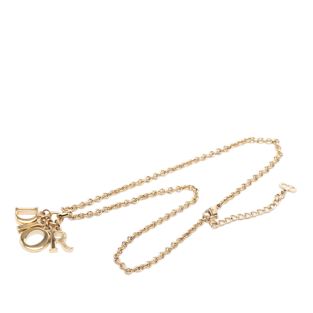 Dior plaqué Logo Pendant Collier