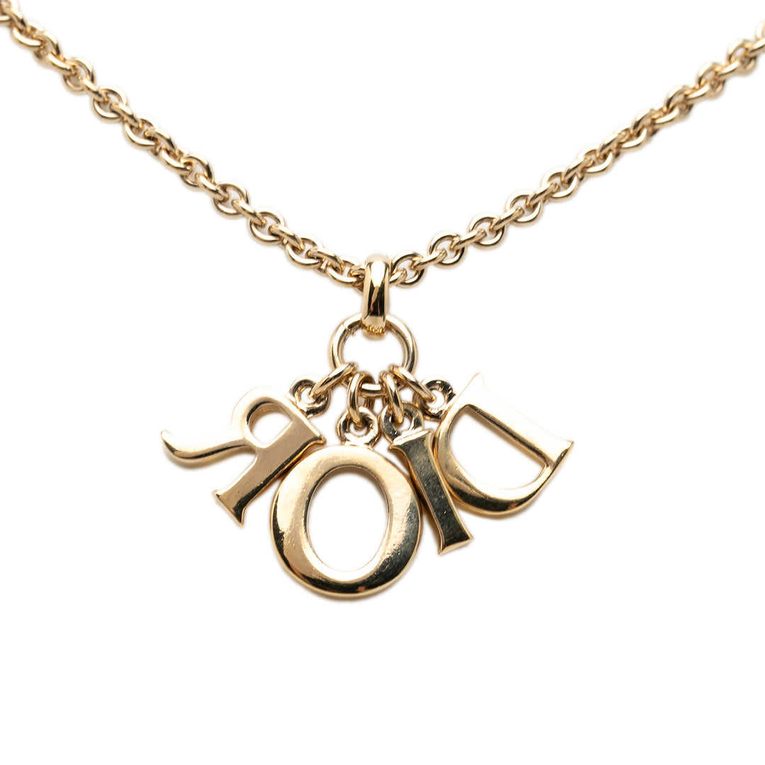 Dior plaqué Logo Pendant Collier