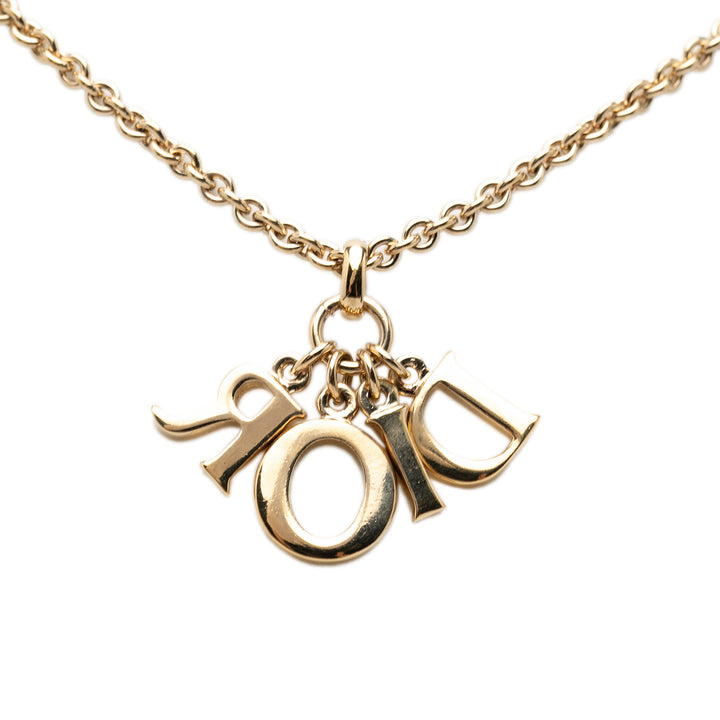 Dior plaqué Logo Pendant Collier