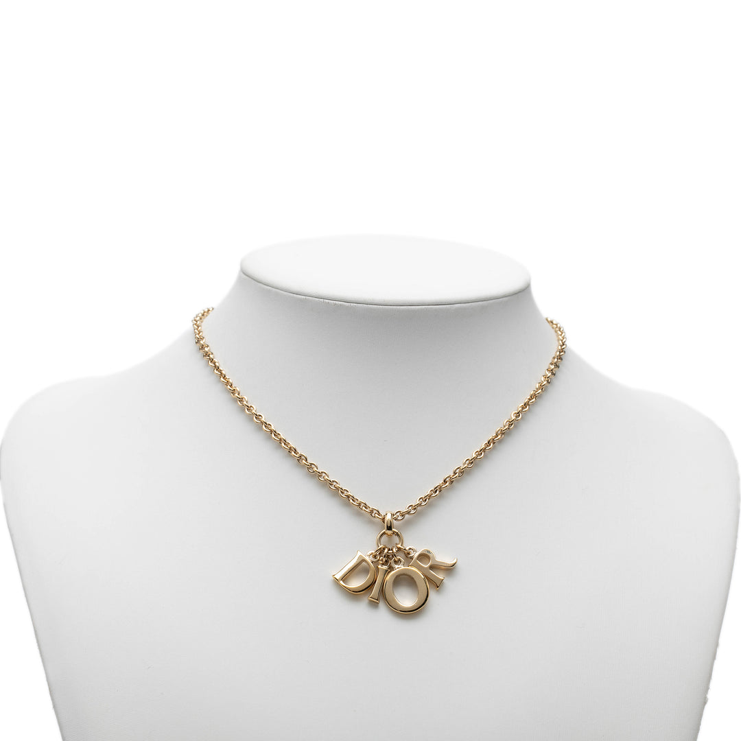 Dior plaqué Logo Pendant Collier