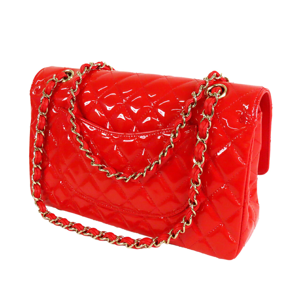 Chanel Medium Classic Cuir verni Double rabat