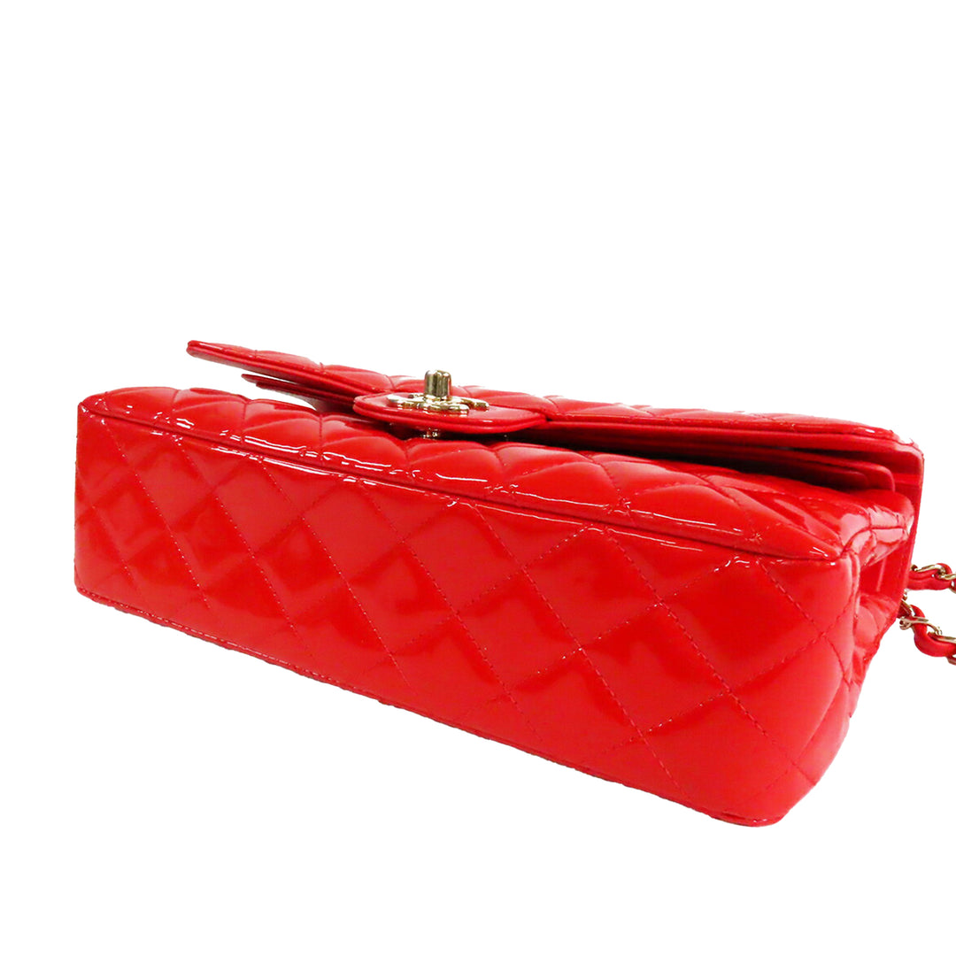 Chanel Medium Classic Cuir verni Double rabat