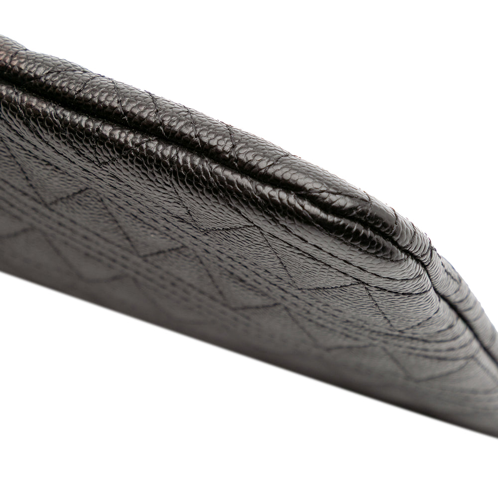 Medium Quilted Caviar O Case Clutch Black - Gaby Paris