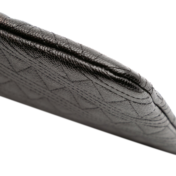 Medium Quilted Caviar O Case Clutch Black - Gaby Paris