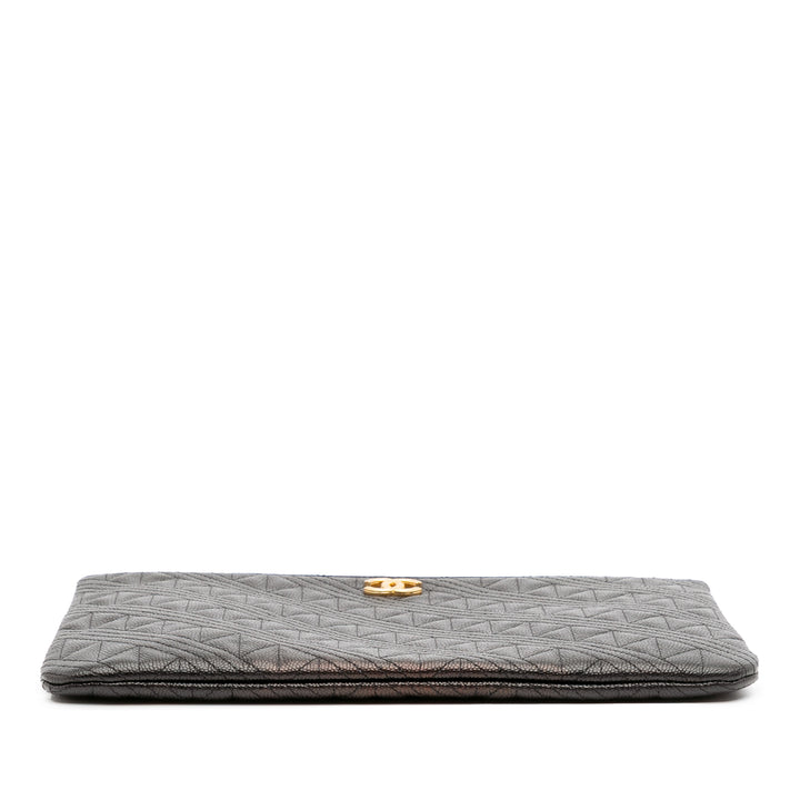 Medium Quilted Caviar O Case Clutch Black - Gaby Paris