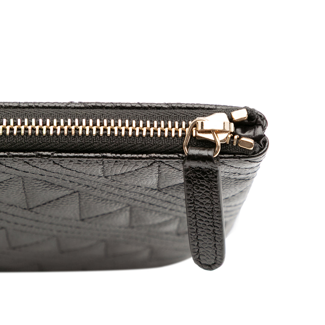 Medium Quilted Caviar O Case Clutch Black - Gaby Paris