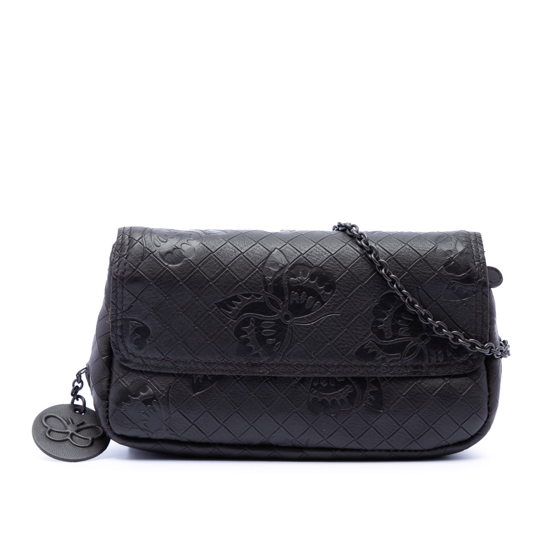 Bottega Veneta Small Cuir de veau Intrecciomirage embossé Butterfly Chain Sac porté croisé