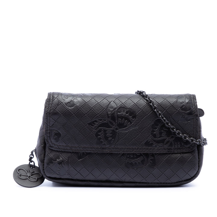 Bottega Veneta Small Cuir de veau Intrecciomirage embossé Butterfly Chain Sac porté croisé