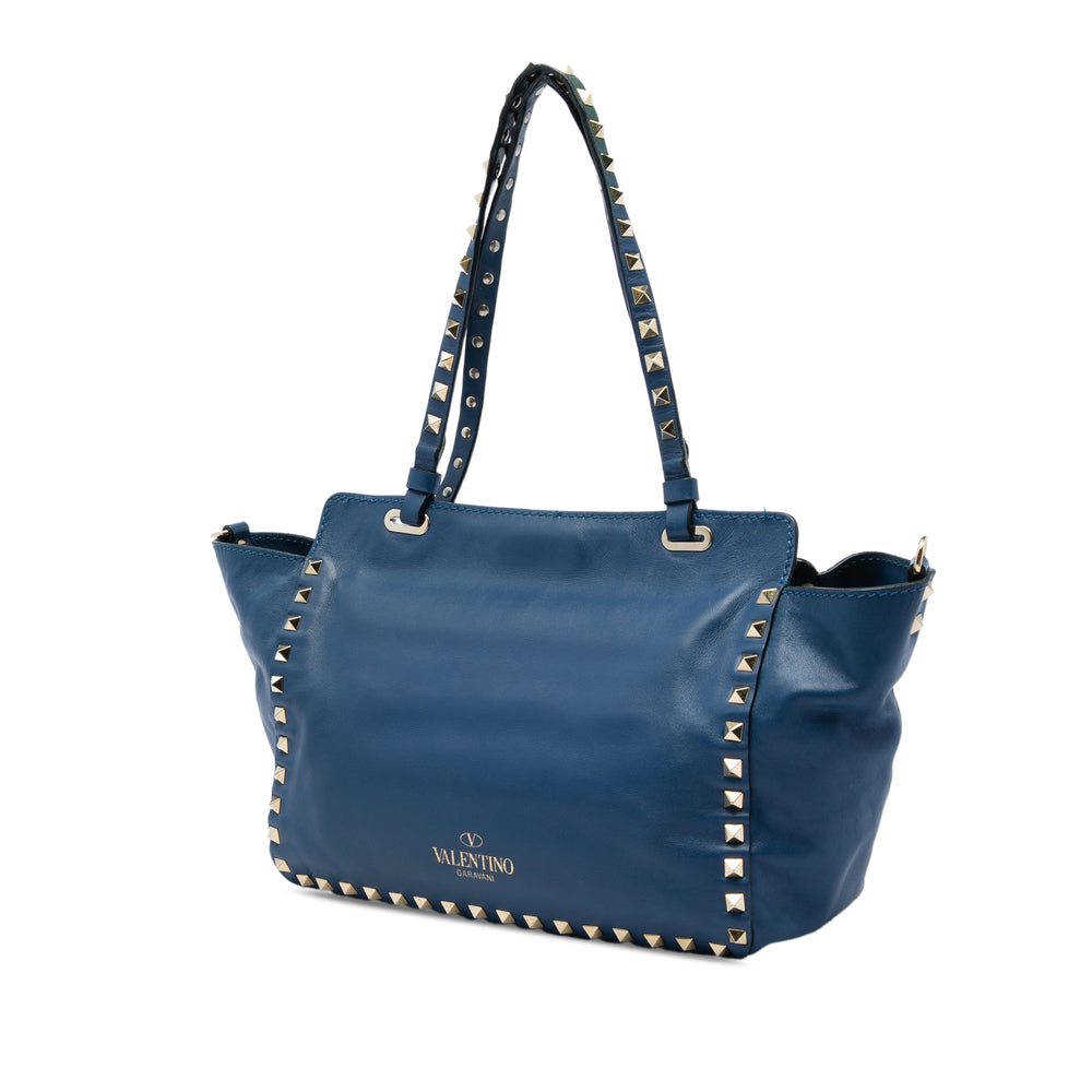 Valentino Sac à main Rockstud Trapeze Petit Bleu – vue 2 – GABY PARIS