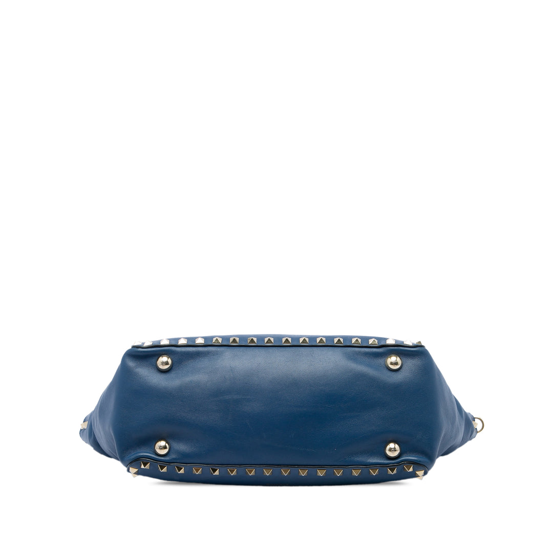 Valentino Sac à main Rockstud Trapeze Petit Bleu – vue 3 – GABY PARIS