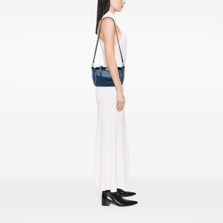 Valentino Sac à main Rockstud Trapeze Petit Bleu – vue 5 – GABY PARIS
