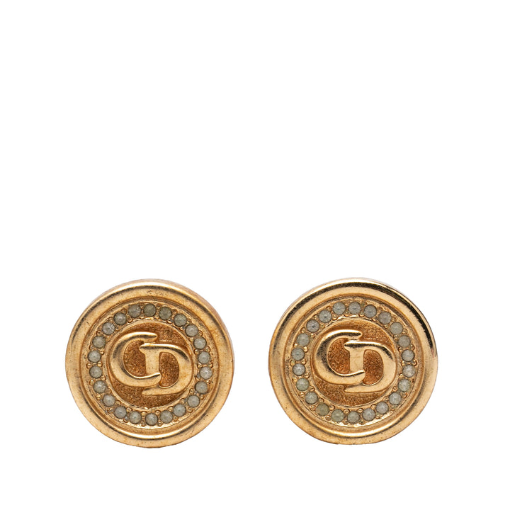 Dior plaqué Strass CD Logo Clip On Boucles d’oreilles
