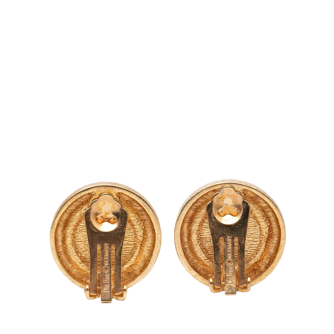 Dior plaqué Strass CD Logo Clip On Boucles d’oreilles
