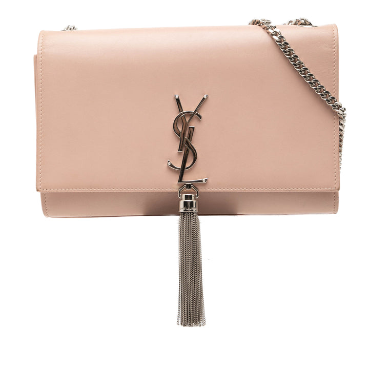 Saint Laurent Medium Smooth Cuir de veau Classic Monogram Kate Pompon Sac porté croisé