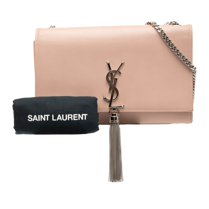 Saint Laurent Medium Smooth Cuir de veau Classic Monogram Kate Pompon Sac porté croisé