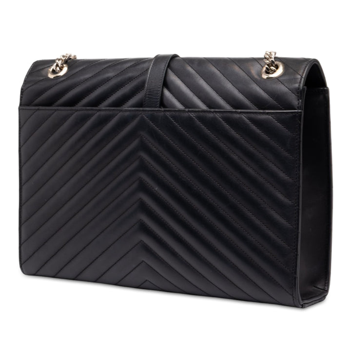 Saint Laurent Chevron Sac enveloppe Grand Cuir de veau Noir – vue 2 – GABY PARIS